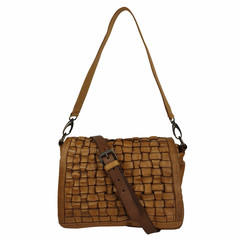 Schultertasche Manon Flechtleder beige