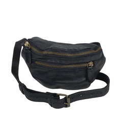Lovis Unisex Leather Belt Bag Black
