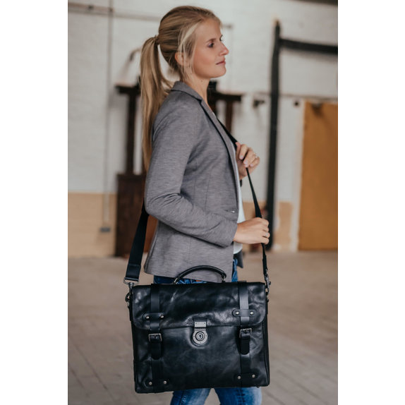 Winston Briefcase & Laptop Bag in Cow Leather – Black