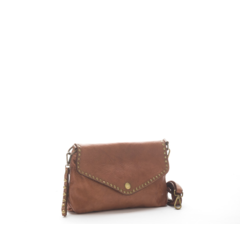 Clutch Umhängetasche Rosa Leder tan