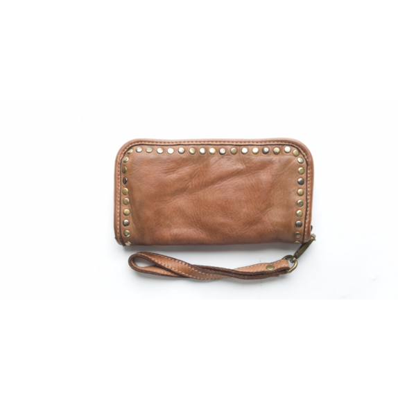 Italienische Damen Kalbsleder Geldbörse Clutch FELICIA - tan