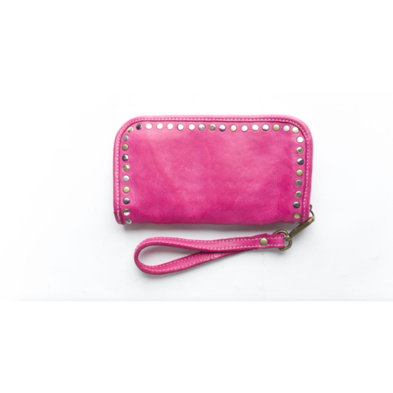 Italienische Damen Kalbsleder Geldbörse Clutch FELICIA - pink