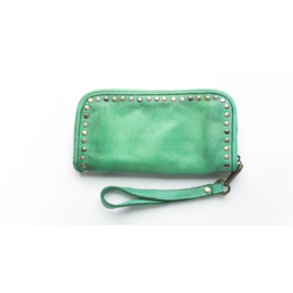 Italienische Damen Kalbsleder Geldbörse Clutch FELICIA - verde