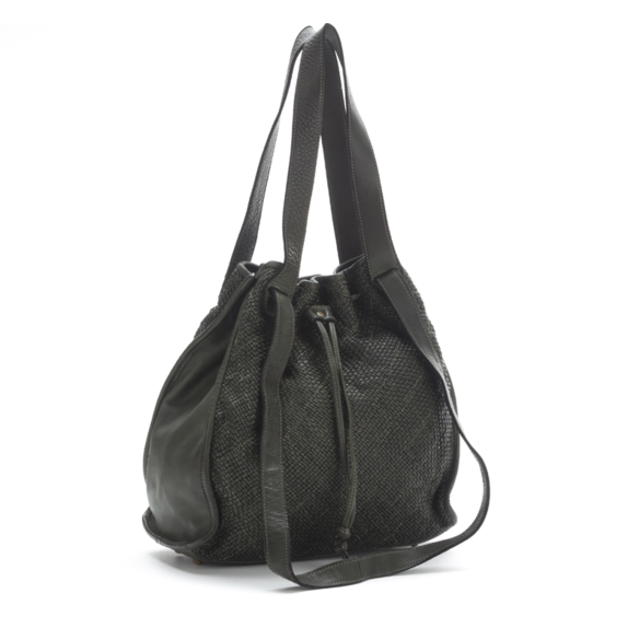 Italian women's bucket bag ANTONELLA - green