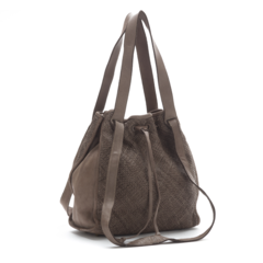 Antonella Leather Bucket Bag Taupe