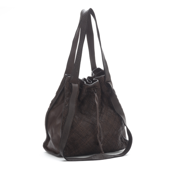 Italian women's bucket bag ANTONELLA - darkbrown