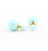 Sazou Jewels Double Dots Matte Baby Blue oorbellen