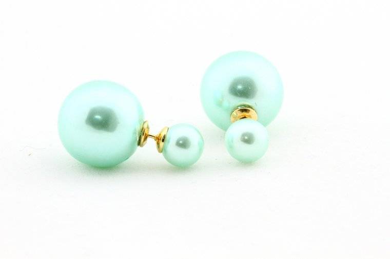 Sazou Jewels Double Dots Matte Shiney Green oorbellen