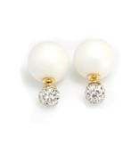 Sazou Jewels Double Dots Matte White - Crystal Oorbellen