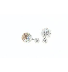 Sazou Jewels Double Dots Champaign Silver - Crystal Oorbellen