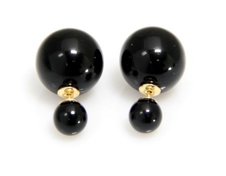 Sazou Jewels Double Dots Shiney Black Oorbellen