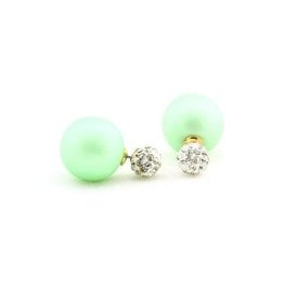 Sazou Jewels Double Dots Matte Green - Crystal Oorbellen