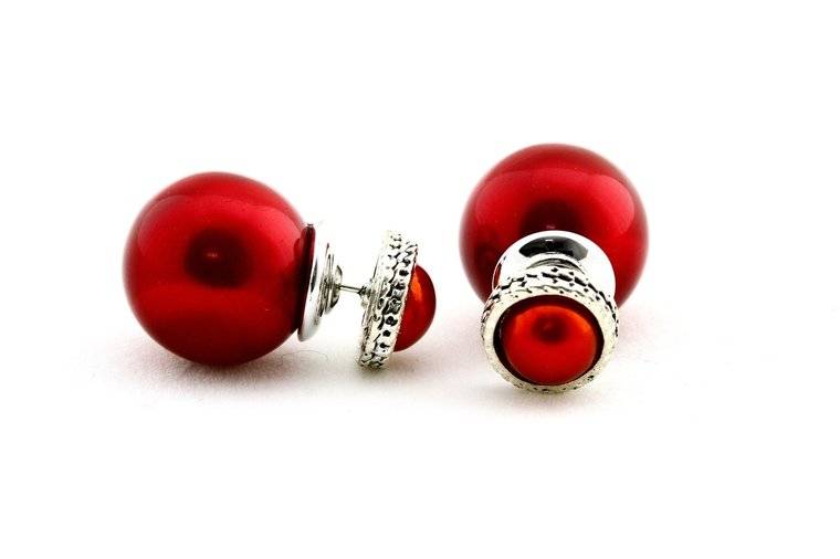 Sazou Jewels Double Dots Red Classic Oorbellen