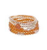 Elastische perzik oranje met gouden armbandenset Infinity