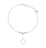 A-Zone Korte shiny zilveren spang ketting met hanger