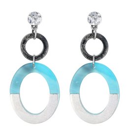 Oorbellen Stekers Double Circels Blue-Green
