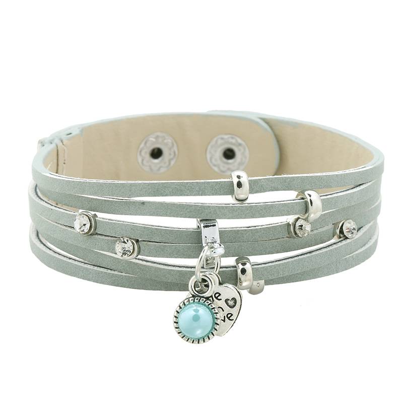 PU Leren armband Made With Love Groen