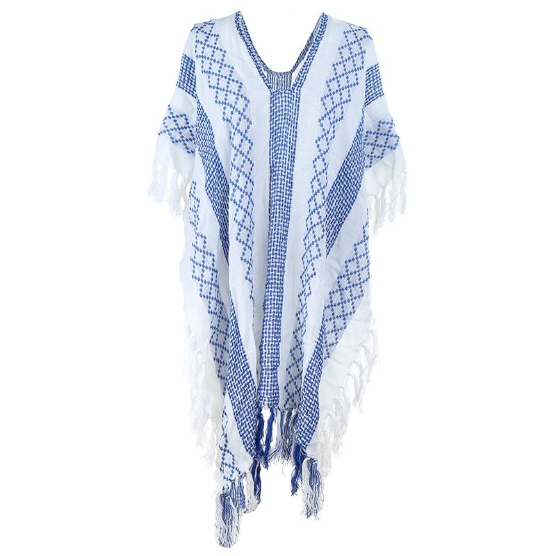 Bohemian Beach Poncho Blue