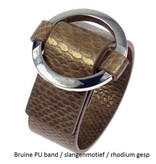 Bruine PU gesp armband  met slangenprint