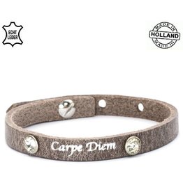 Armband Leer Carpe Diem / Grey-Bown