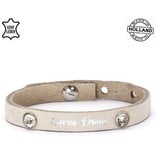 Armband Leer Carpe Diem / Zand