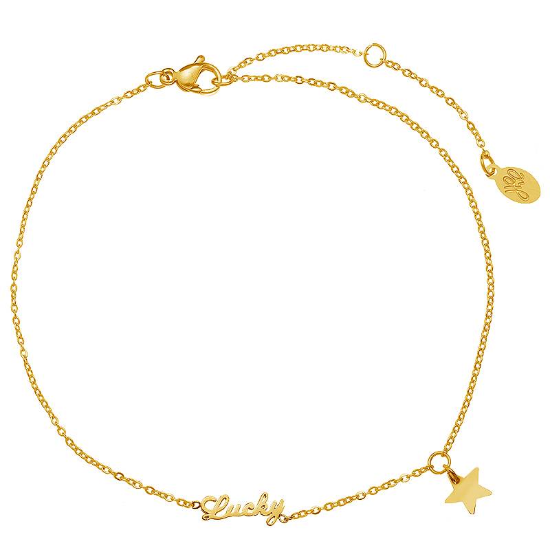 Stainless Steel enkelbandje Lucky Star Gold