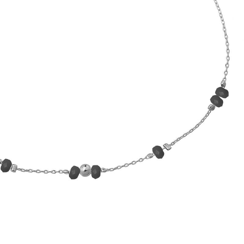 Enkelbandje Tiny Beads Silver - Black