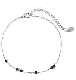 Enkelbandje Tiny Beads Silver - Black