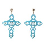 Oorbellen Barok kruis -  Blauw-Groen