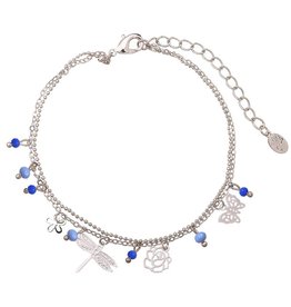 Enkelbandje Tiny Beads & Spring Vibes Blue