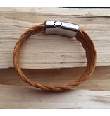 B & L Echt leren armband Cognac Braided