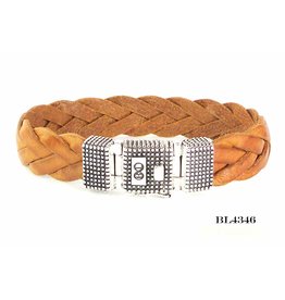 B & L Armband | Leer | Sterling Zilver | Braided | Cognac