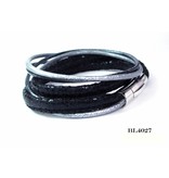 B & L Lederen wikkel armband Black Blue - Bl 4027