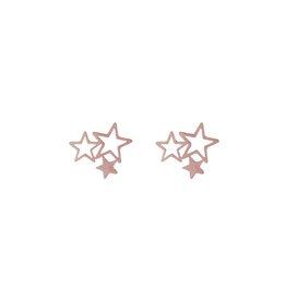 Oorknopjes Stainless Steel Triple Stars -Rose