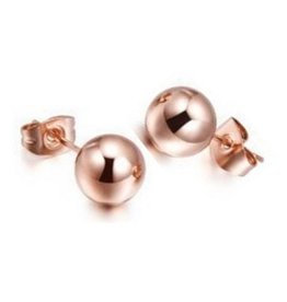 Oorbellen Stekers Bolletje Stainless Steel Rose