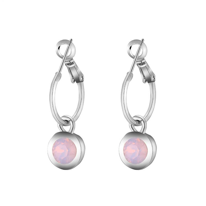 Oorbellen Creolen Chic Sparkle Zilver met Roze steen