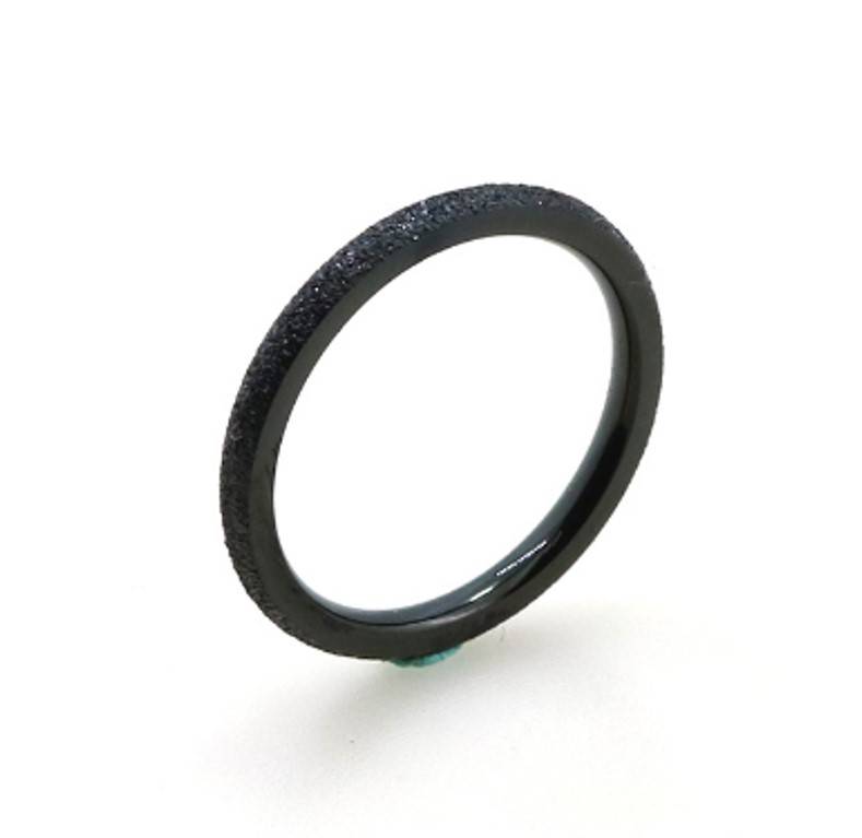 Zwarte smalle Sanded Stainless Steel ring