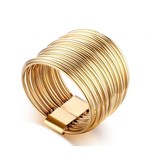 Brede wire ring van stainless steel gold plated