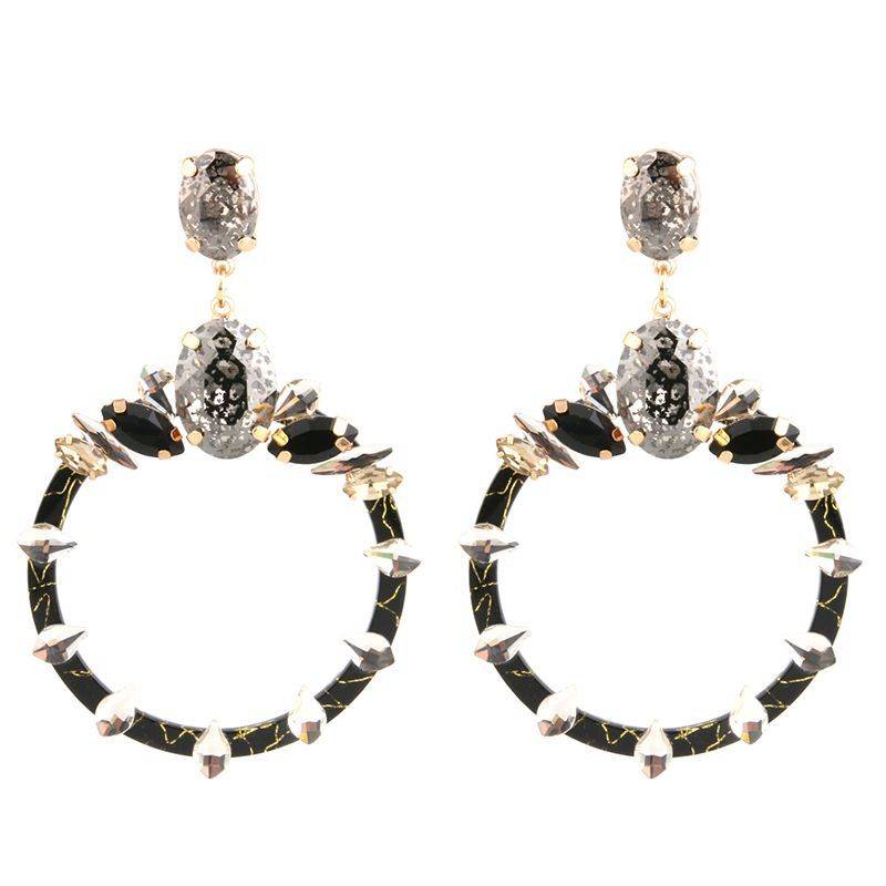 Oorbellen  Big  Sparkling Hoops - Black