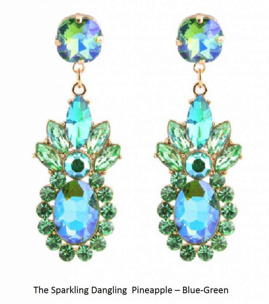 The Sparkling Dangling  Pineapple - Blue Green