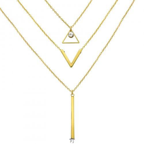 PJ Ketting Geometrisch Gelaagd - Gold