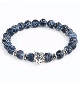 Sazou Jewels Armband Natural Stones | Panter | Blauw | Zilver