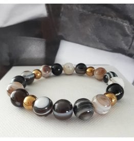 Sazou Jewels Armband Natural Stones | Striped Agaat | Hematiet