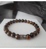 Sazou Jewels Armband Natural Stones tijgeroog met tonkraal