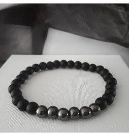 Sazou Jewels Armband Natural Stones | Onyx | Hematiet | Zwart