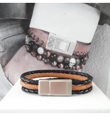 B & L Echt lederen armband  Zwart  Cognac BL99833