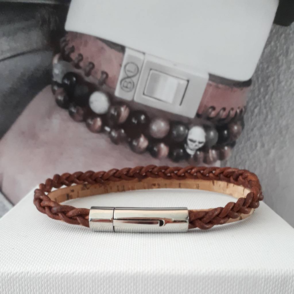 B & L Armband leer en kurk Cognac BL99834