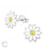 La Crystale Oorstekers White Flower met Swarovski® Crystals | 925 sterling zilver