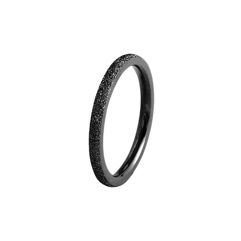 Zwarte smalle Sanded Stainless Steel ring