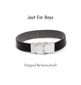 Sazou Jewels Armband Boys Leer Black